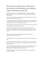 The First Historical Movements of Kinesiology: Scientification in .